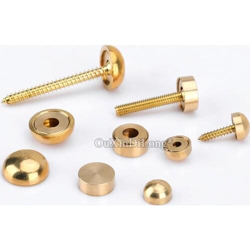 Retro Vintage 40PCS Pure Brass Advertisement Nails Acrylic Glass Mirror Nails Fasteners Screws Decorative Cover Caps