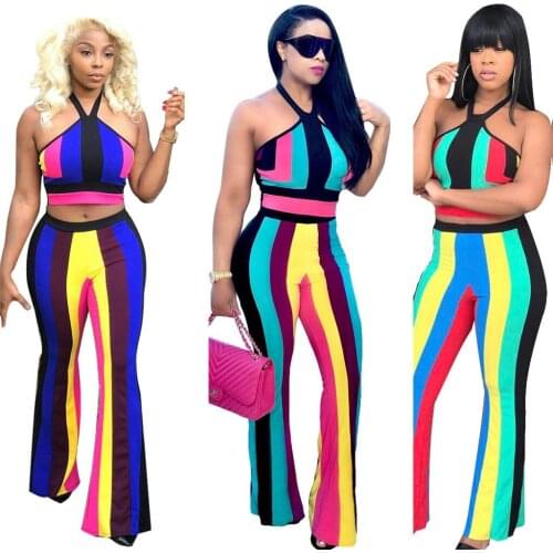 S-XL new sleeveless strap halter jumpsuit night evening party striped jumpsuit summer casual leisure brand full length jumpsuit