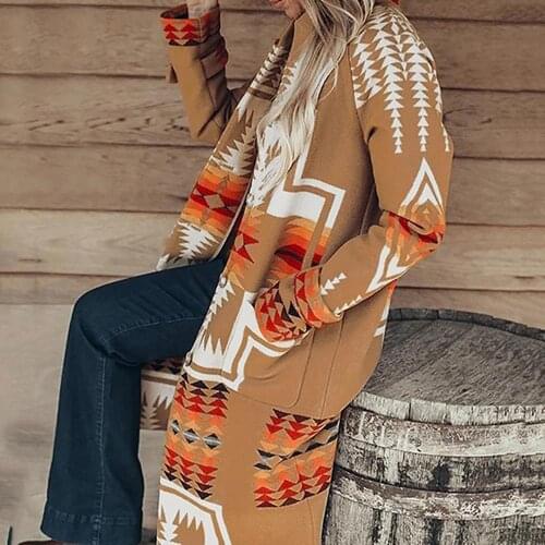 Chic Tops Vintage Stylish Women Winter Warm Long Sleeve Color Block Retro Floral Print Coat Outerwear