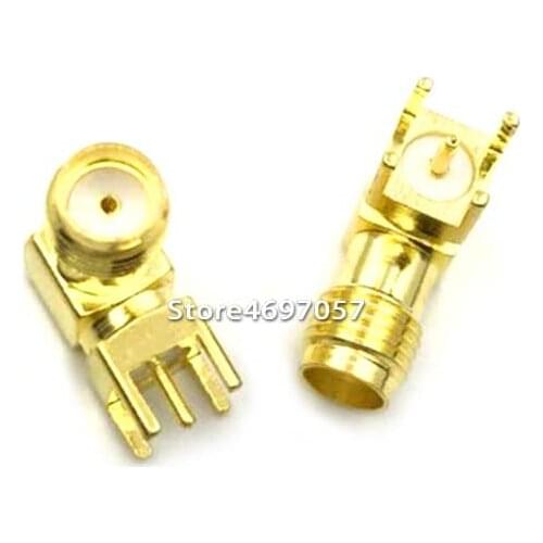 SMA Female Jack RF Coax Connector Right Angle Solder For PCB Mount Adapter Goldplated 1pcs