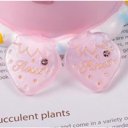 Resin Heart Strawberry Decoration Crafts Flatback Cabochon Scrapbooking Fit Phone Embellishments Diy Accessories