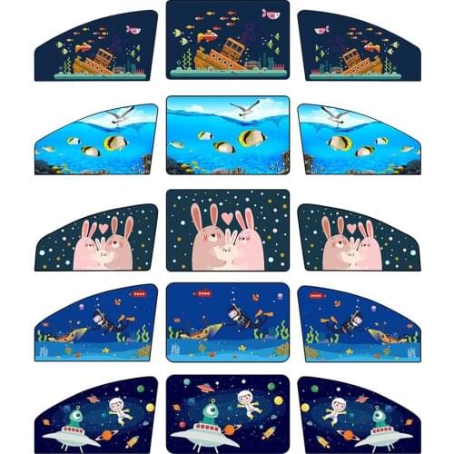 1PC Universal Car Sun Shade Windshield Visor Cover Curtain Magnetic Cartoon Proof Side Window Sunshade Cover UV Protect 80*50CM