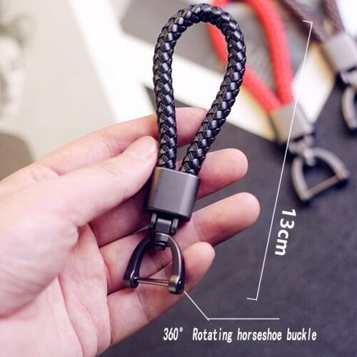 Leather Rope KeyChain For Car Hand Woven Horseshoe Buckle Key Rings Gift Detachable Metal Luxury Key Chains Car Accessories