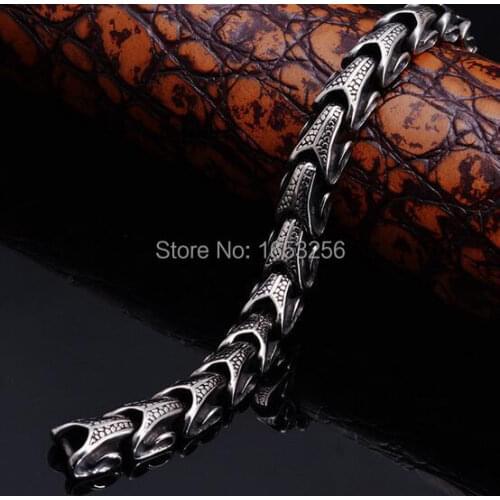 Vintage 316L Stainless Steel Biker Snake Link Chain Bracelet Mens Holiday Gifts Jewelry 13mm 8.66