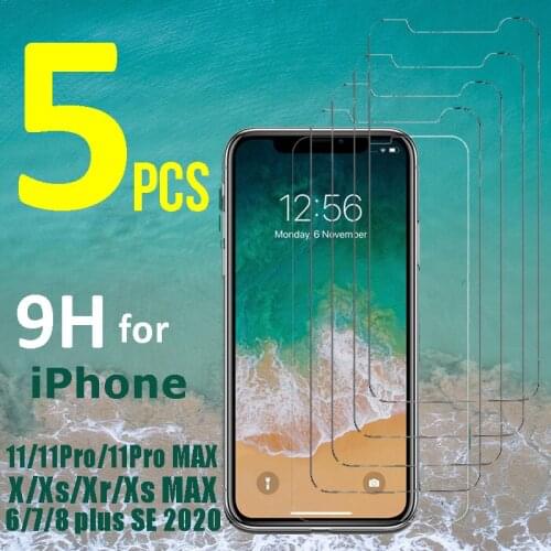 Waterproof Shockproof Protective Glass on Iphone X XS 11 Pro Max XR 7 8 Plus 6 5s Screen Protectors 9H Tempered Glass 1/3/5pcs