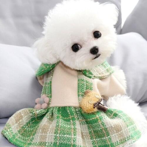 Bling Floral Dog Clothes Skirt Winter Warm Green Orange Pet Skirt Suit For Small Dogs XS XL Cat Drop Shipping Puppy Supply New