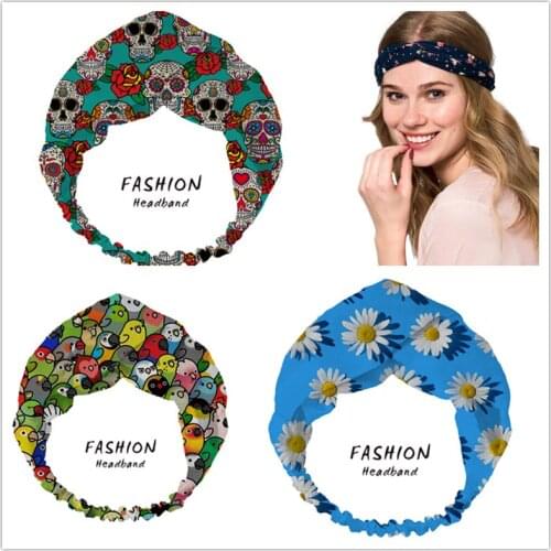 Women Skeleton Print Bandanas HairBands Turban Headwear Head Wrap Women Hair Accessories for Women girls Hair Bands ladies Hoop