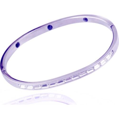 316L Stainless Steel Zircon Bangles Women Rhinestone Bracelets Bangles