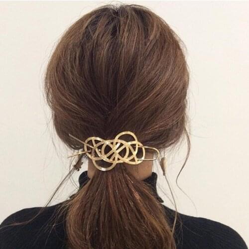 Fashion Metal Irregular Lines Interspersed Hair Sticks With Hollow Hairpins Gold Silver Color for Women Headwear Accessories
