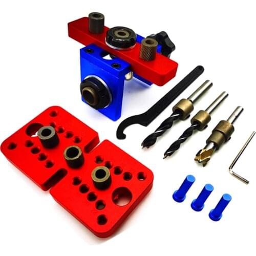 3 in 1 Doweling Jig Woodworking Pocket Hole Jig With 8/10/15mm Drill Bit For Drilling Guide Locator Puncher Tools