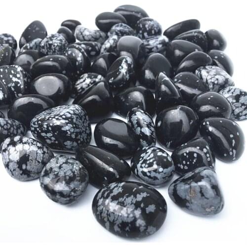 500g Natural snow black obsidian crystal polished tumbled stone