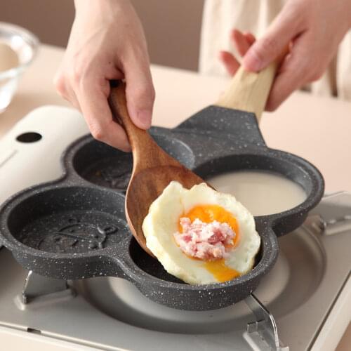 Egg frying hamburger machine non stick small flat bottom household frying pan breakfast egg Fort pancake pan mould four hole
