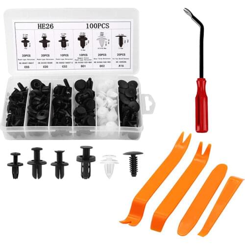 Mixed Auto Fastener Clip Car Body Push Retainer Pin Rivet Bumper Door Trim Panel Retainer Fastener Kit 100pcs Car Accessories