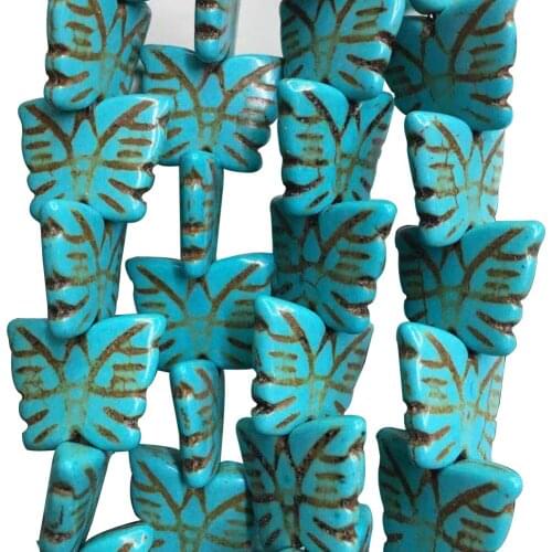 Free Shipping Fashion Jewelry 13x16mm Blue Howlite Butterfly Loose Beads 15" FG9153
