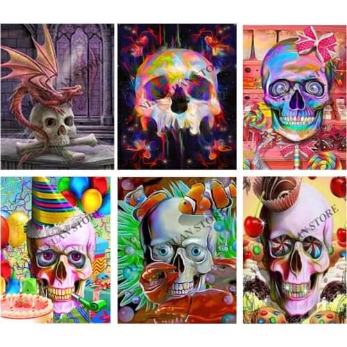Skull flowers 5D diy diamond embroidery full square/round resin diamond mosaic diamond painting cross stitch wedding decor