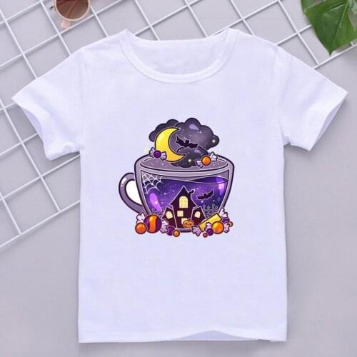 Haunted Halloween Tea Kids T-Shirt 2021 New Summer T-Shirt Short Sleeve White Tshirt Baby Girl/Boy Kawaii Top Tees