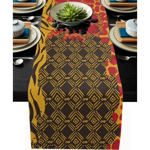 Home Table Runner Geometric Animal Texture Cupboard Coffee Table Cover Cloth Birthday Party Dinner Table Decoration Base Cloth