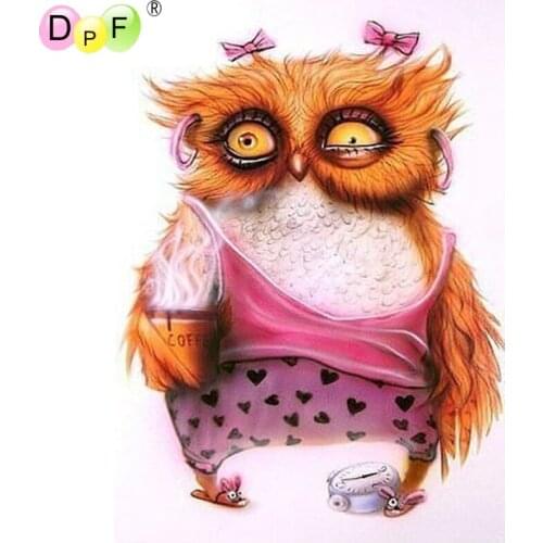 DPF 5D full Round Diamond Painting Mosaic Decor pink cloth owl DIY Magic Cube Cross Stitch gift Diamond Embroidery art crafts