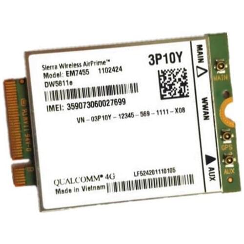 DW5811e Sierra EM7455 3P10Y Gobi6000 X7 FDD TDD LTE 4G WWAN Module network Card for Dell E7470 E7270 E5570 E5470 Antenna