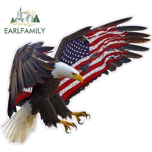 EARLFAMILY 13cm x 11cm Eagle American Flag Decal Funny Car Stickers DIY Waterproof Car Accessories