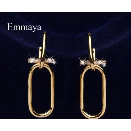 Emmaya Modern Gold Circular Design Personality Earring With Tiny Cubic Zircon Simplicity Style For Women Fashion Party Dress-up