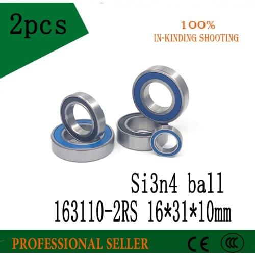 2pcs 163110-2RS si3n4 balls hybrid ceramic ball bearing 16x31x10mm 163110 2RS bike wheels bottom bracket repair bearing