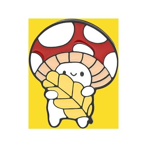Custom Cartoon Cute Mushroom Enamel Pin Guitar Accordion Brooches Bag Lapel Pin Badge Funny Plant Jewelry Gift for Kids Friends