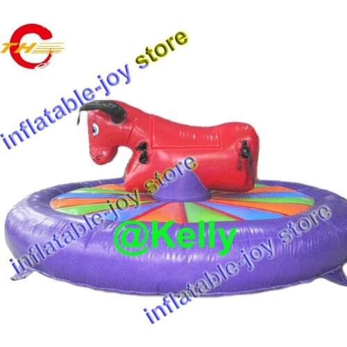 Custom make new design inflatable mechanical bull, inflatable rodeo bull riding game, inflatable manual rodeo bull sport games