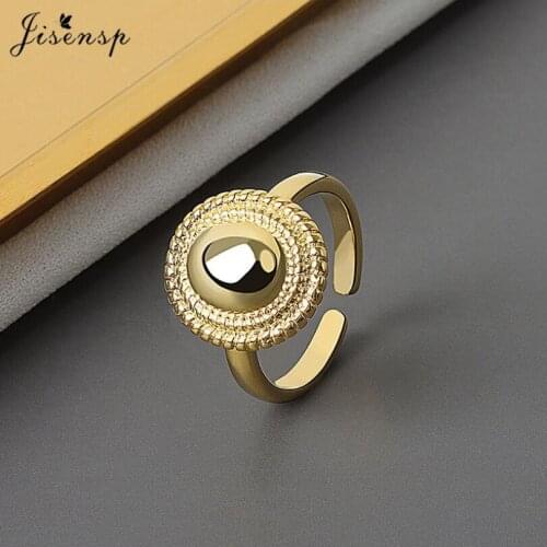 Jisensp Gothic Fashion Irregular Geometric Cocktail Ring Adjustable Smooth Bead Rings Wedding Jewelry for Women Men Party Gift