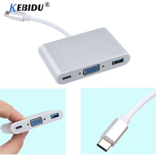 Kebidu USB 3.1 Type-C Type C USB-C to VGA Converter Adapter Cable Reversible for Macbook