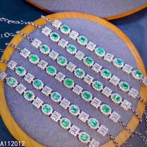 KJJEAXCMY fine jewelry S925 sterling silver inlaid natural Emerald Girl new classic hand Bracelet Support test Chinese style