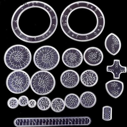 Lychee Life 22Pcs/set Spirograph Drawing Sewing Ruler Interlocking Gears Wheels Painting Ruler Patchwork Tools