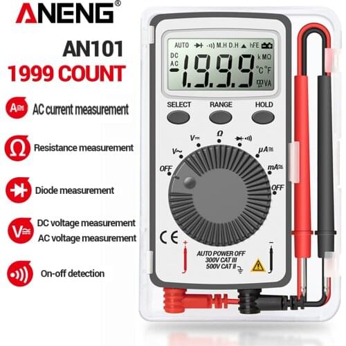ANENG AN101 Mini digital multimeter multimetro tester DC/AC Voltage Current lcr meter pocket professional testers with Test Lead