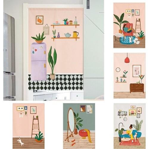 Cartoon Cloth Curtain Bedroom Partition Curtain Home Decoration Door Curtain Kitchen Half Panel Curtain Shower Blackout Curtain