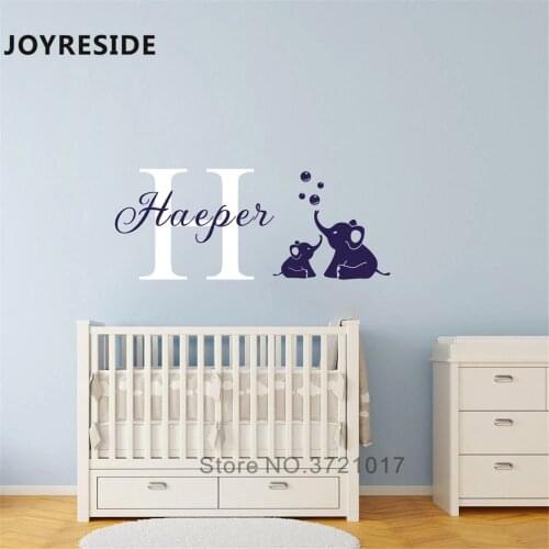 Elephants Family Wall Decal Custom Name Home Kids Nursery Rooms Decor Bubbles Love Wall Sticker Personalized Boy Baby Girls M209
