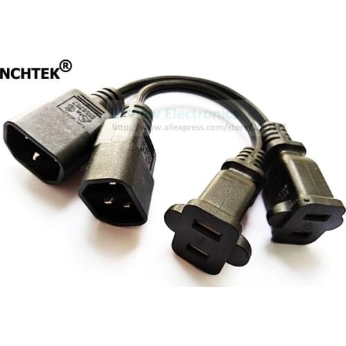 NCHTEK C14 to Nema 1-15R Power Adapter Cord, IEC 320 C14 Male to USA 2Pin Female Socket Adapter Cable/Free DHL Shipping/100PCS