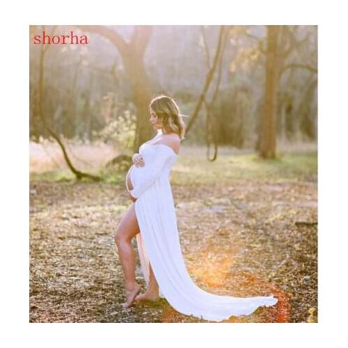 Europe new Maternity Dresses Photography Props Beach White and blue Maternity Long Dress Pregnant Photography Dresses