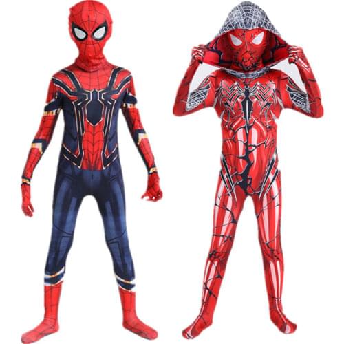 3-12Y Childrens Extraordinary Spiderman Halloween Cosplay Costume/Avengers Superhero Boy Girl Jumpsuit