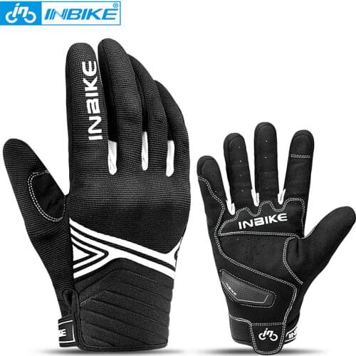 INBIKE Full Finger Cycling Gloves Breathable Bike Gloves Touch Screen Shockproof MTB Riding Bicycle Gloves Men Moto All Season