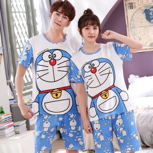 Womens pajamas Summer cartoon Women Men clothing Couples lounge sleep pajama Set sleepwear