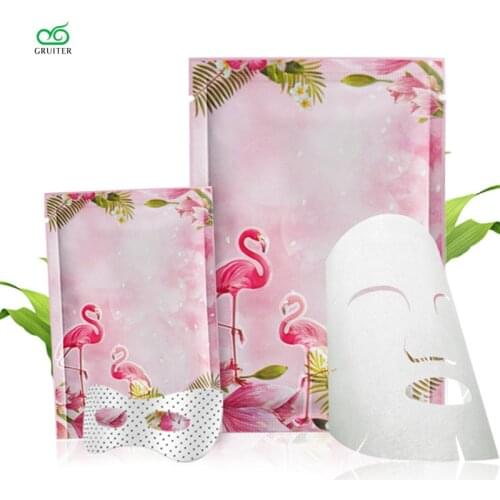 GRUITER 100 Flat Aluminum Foil Open Top Bags Package Powder Three Side Silver Gift Pouches W/Tear Notch Flamingo Pattern