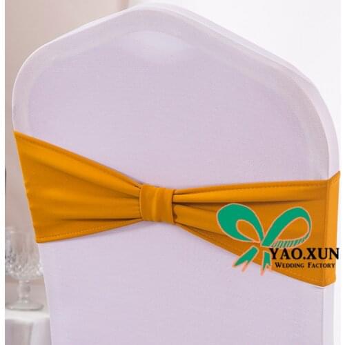 HOT Sale Lycra Chair Band Spandex Sash With Butterfly Buckle For Chair Cover Wedding Event Decoration