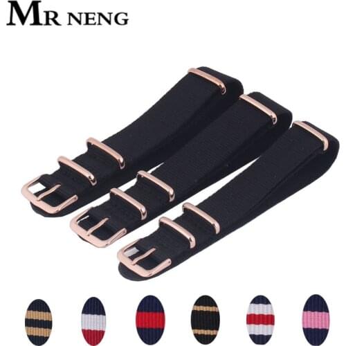 MR NENG Watchband 18 20MM 22mm nato strap Rose gold buckle nato straps Watch band watch strap 9colors Choose strap on for hours