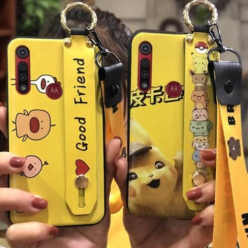 Wrist Strap Original Phone Case For MOTO G8 Play/One Macro Cartoon Kickstand Anti-knock Silicone