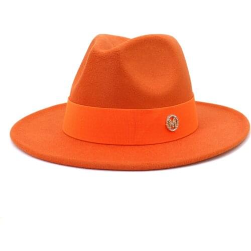 Orange Fedora Hat Wide Rope Accessories Fedora Hat Mens Panama Hat Fedora Hat Large Brimmed Hat Church Hat
