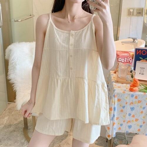 Sling Shorts Cotton Summer New Style Pajamas Women Sweet Lovely Leisure Simple Spring Autumn Home Clothes Female Sleepwear