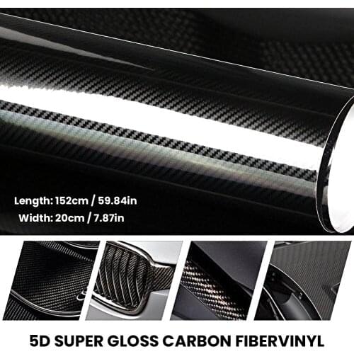 Car Styling Glossy Black 5D Carbon Fiber Vinyl film Car Wrap DIY Car Tuning Part Sticker