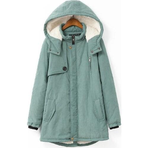 Style plus size winter warm long woman parkas pockets Korean style solid zipper hooded thick female long sleeve parkas