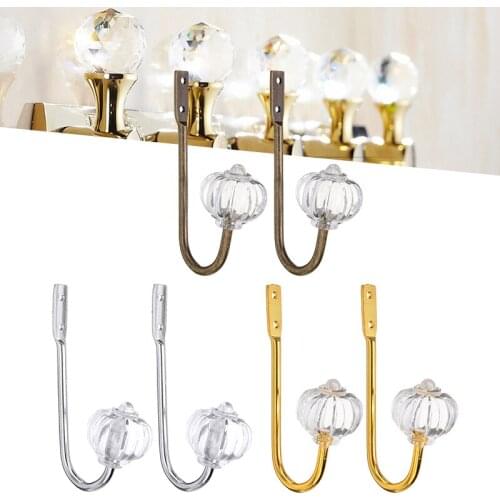 1Pair Stylish Metal Curtain Holdback Crystal Ball Hanger Hook Curtain Tie Backs +Screws Wall Mounted Window-Dressing Hardware