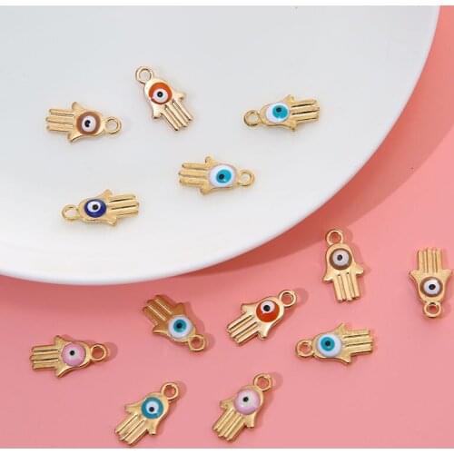 YEYULIN 30pcs Charms Hamsa Hand Evil Eye 8x14mm Gold Color Pendants Charm Making DIY Handmade Necklace Bracelet Jewelry
